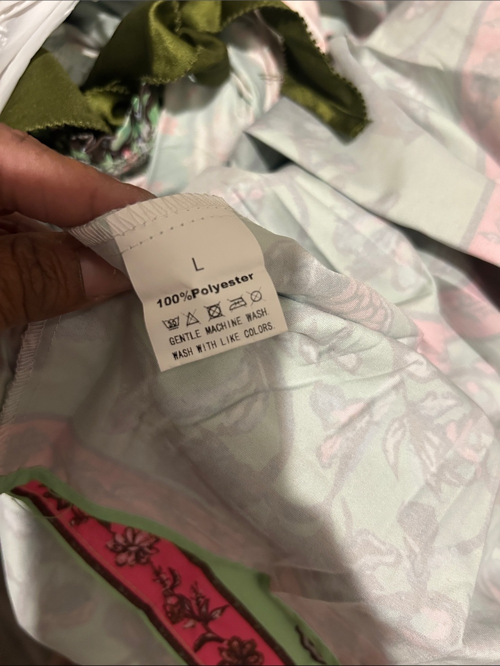 Source Unknown Green Floral Maxi Dress with Pink Accents - Picture 3 of 3